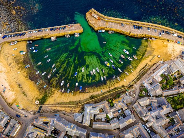 Moored Boats Mousehole Harbour Cornwall